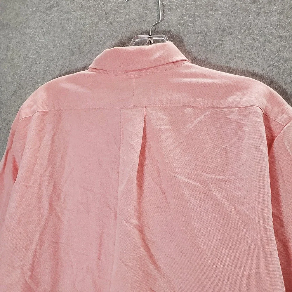 VINTAGE Ralph Lauren Men Button Up Shirt 34 Pink Embroidered Logo Collar
